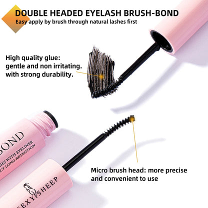 Kit de extensão de cílios diy, 200 peças, cluster de cílios individuais 40d60d 8-16mm, mix de clusters de cílios, ligação e vedação e aplicador de cílios