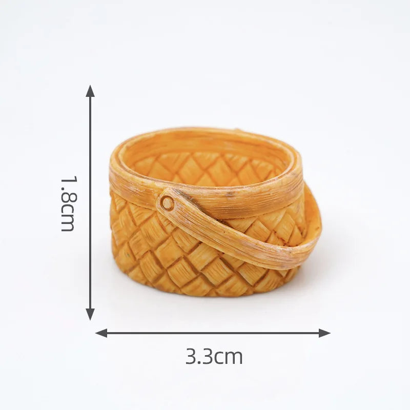 1pc Mini Simulated Rattan Basket Model DIY Creative Dollhouse Dessert Shop Food Vegetable Ornaments Craft Kitchen Decoration