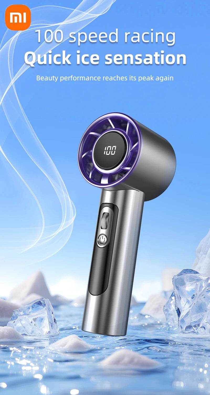Xiaomi Handheld Portable Fan 100 Wind Speeds Adjustable Usb Charging Mini Outdoor Portable Turbo Long-lasting High Speed Fan