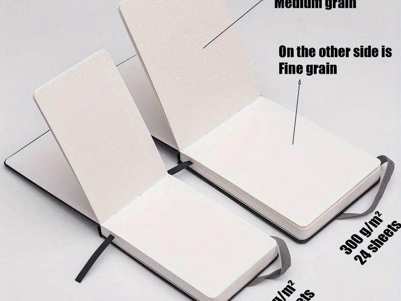 300g 24 Pages of Wood Pulp Watercolor Hand Ledger Portable Outdoor Sketching Watercolor Soft Shell Antique Style Thickeneded Square Medium Coarse Grain Flap Pocket Pants Travel Drawing Notebook