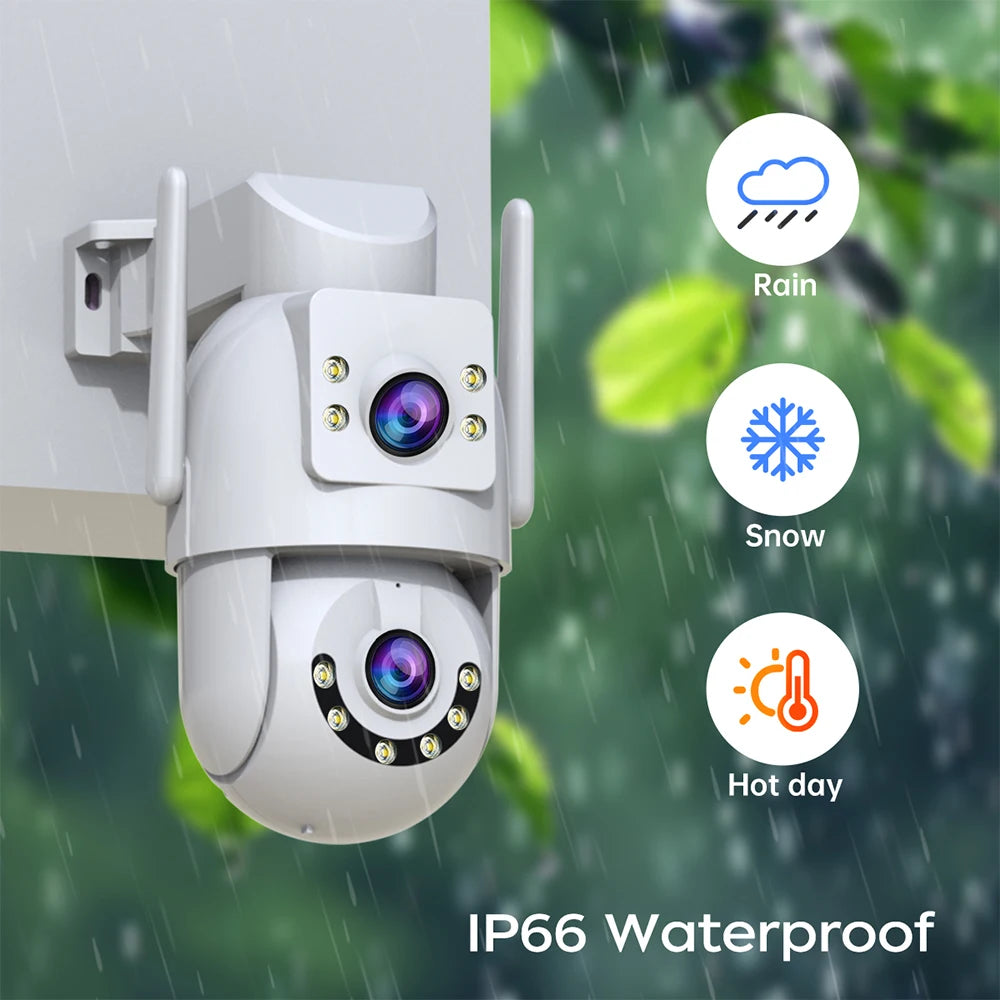 Jooan 5K 8MP Dual Lens Dual Screen IP Camera Wifi PTZ Camera Outdoor AI Auto Tracking CCTV HD Audio Video Surveillance