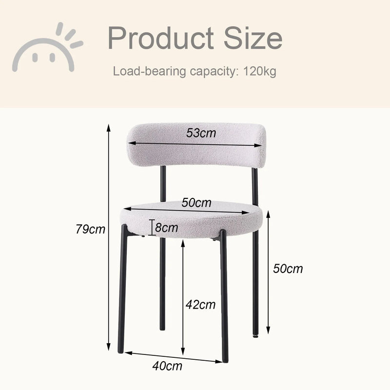 EGOONM 4Pcs Nordic Style Dining Chairs Upholstered Kitchen Chairs with Teddy Velvet Chair Home Desk Dining Room Kitchen Chairs