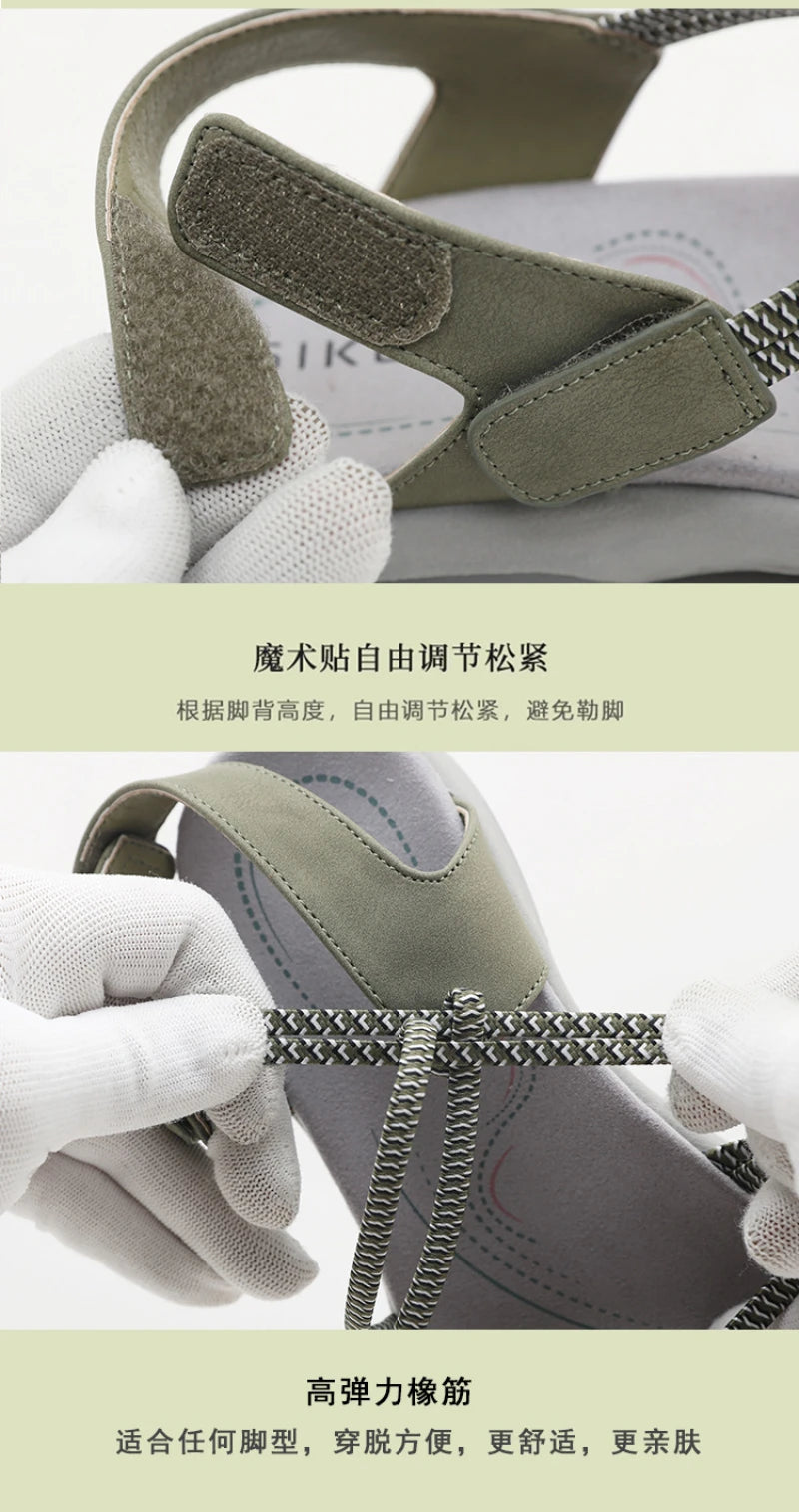 New 2025 Sports Sandals Rubber Velcro Large Size Women's Shoes Casual Comfortable Breathable Simple Summer Middle-Aged People