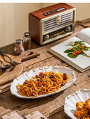 Elegant Classical Plate French Retro Ceramic Dishes Home Plate Rice Bowl Party Tableware Set White Lace Embossed Dinner Plate