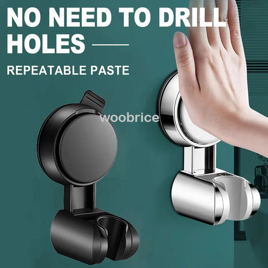 Shower Head Wall Mount Shower Suction Cup Holder 360° Adjustable Plating Shower Rail Head Holder Bathroom Wall Mount Bracket