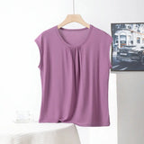 XL to 8XL Plus Size Modal Loose T-Shirt Sleeveless Solid Color Casual Tank Tops Homewear Bottomed Tee Tops Summer Women's Top