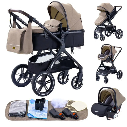 Luxurious 3 in 1 Baby Stroller Portable Travel Baby Carriage Folding Prams Aluminum Frame High Landscape Car for Newborn Baby