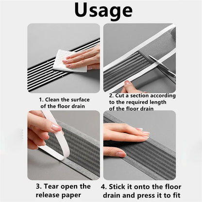 Recogedor de pelos autoadhesivo para desagüe de ducha, cortable, malla desechable, para fregadero de cocina y baño