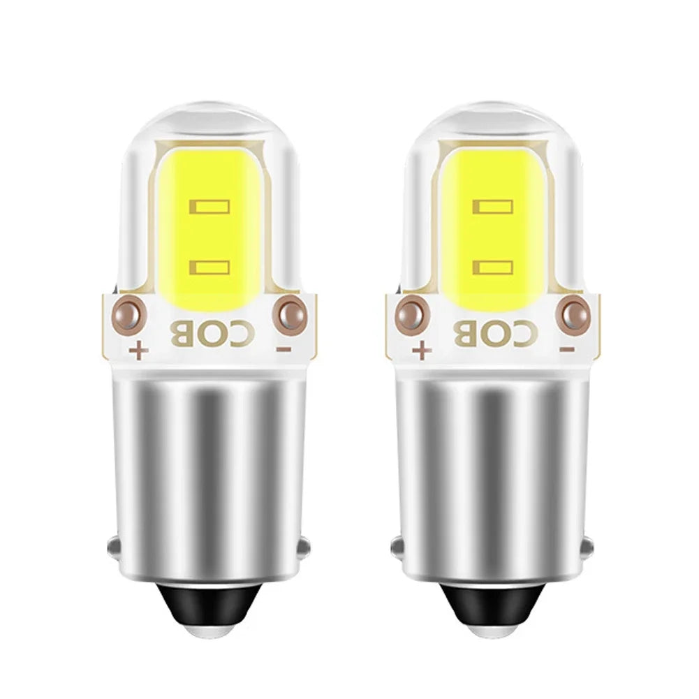 2PCS BA9S LED T4W H6W LED-CANBUS COB 2LED Bulb Car Interior License Plate Light Marker Reading Auto Lamp White 6000K 12V