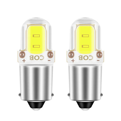 2PCS BA9S LED T4W H6W LED-CANBUS COB 2LED Bulb Car Interior License Plate Light Marker Reading Auto Lamp White 6000K 12V
