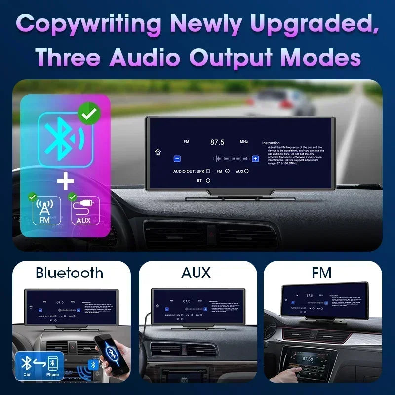 Srnubi 10.26" Dash Cam Rearview Carplay Android Auto 4K DVR Navigation Player Dual Lens Recorder Dashboard WIFI BT