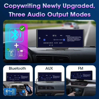 Srnubi 10.26" Dash Cam Rearview Carplay Android Auto 4K DVR Navigation Player Dual Len Recorder Dashboard WIFI BT