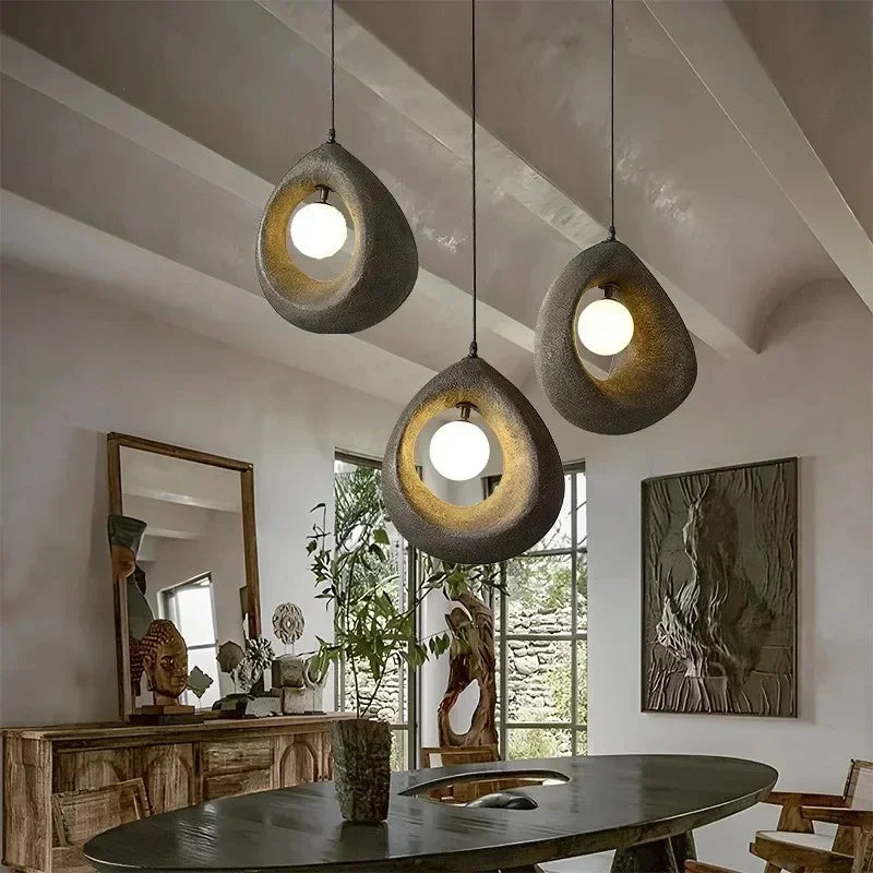 Lámpara colgante japonesa Wabi Sabi, lámpara de techo nórdica para comedor, decoración del hogar, mesa de bar, isla de cocina, lámpara colgante creativa