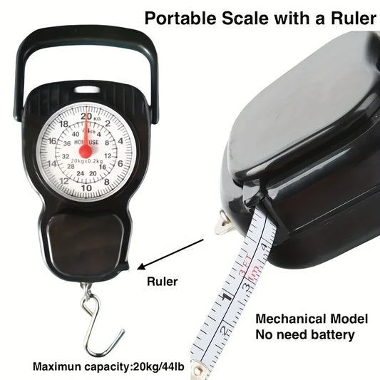 Portable Household 44.09LB Spring Scale –Battery-Free & Electric-Free! Ideal for Weighing Fish Luggage Get Accurate Measurements
