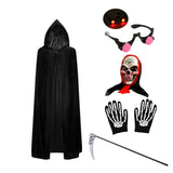 Fantasia de Halloween Assustadora de Ceifador para Meninos – Inclui Máscara com Olhos Vermelhos Luminosos e Luvas