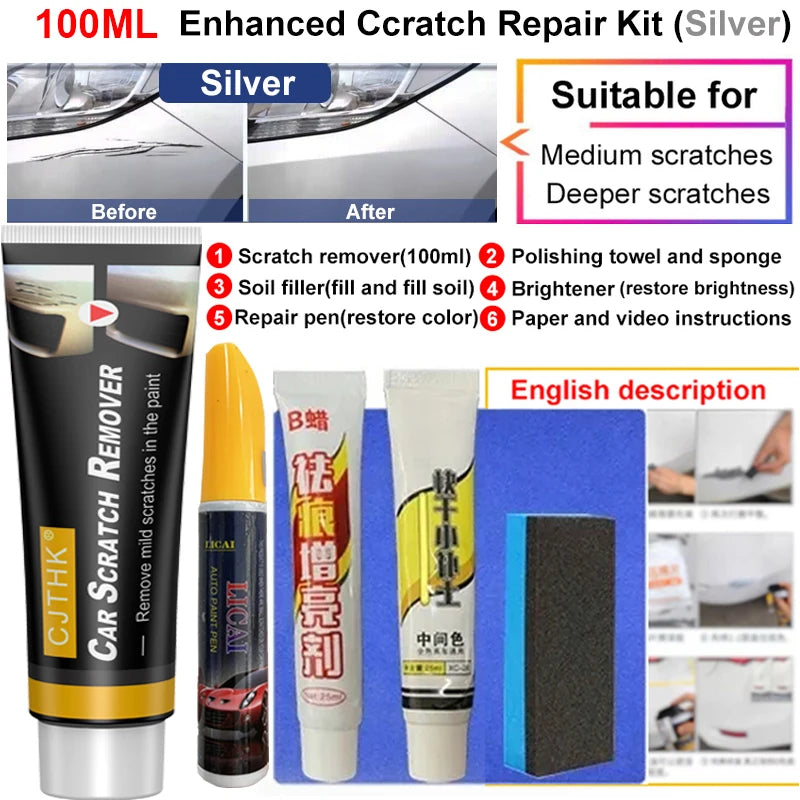 Car Scratch Remover Car Polishing Paste With Sponge Car Body Paint Care Remove Scratch Repair Broken Paint Smooth Car Body