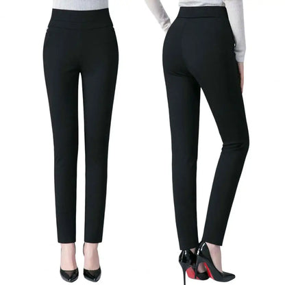 Mother Spring Pants High Waist Casual Stretch Pockets Solid Color Match Top Slim Fit Plus Size Pencil Pants Women Clothing