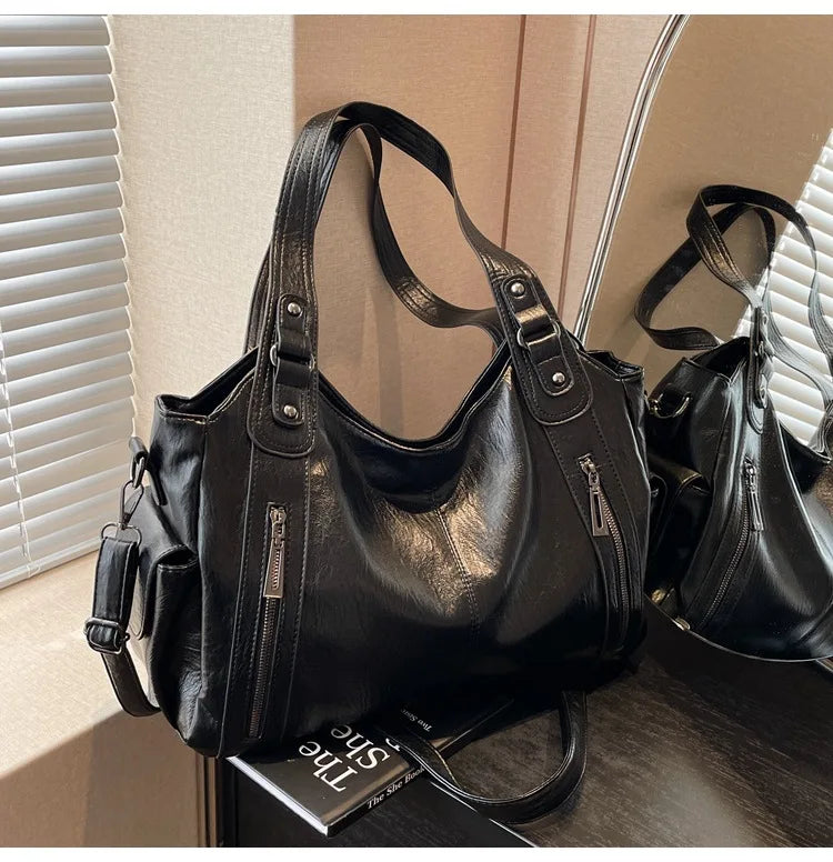 Soft Interior Compartment Shoulder Bags 2026 High Quality Contrasting Colors Bags for Women Fashion Zipper Pu Women's Handbags