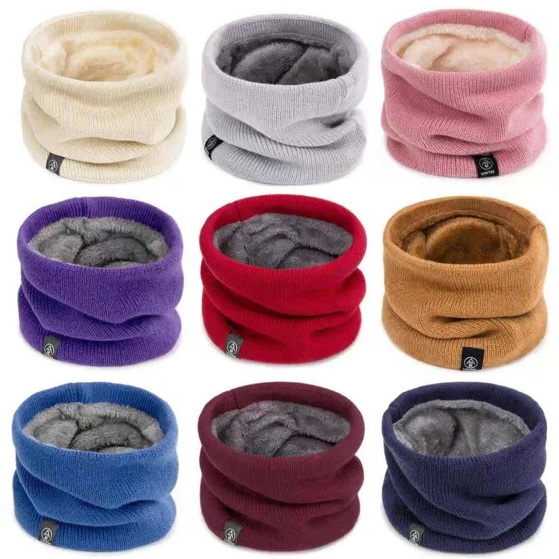 New Warm Neck Cover Neckerchief Winter Plush Muffler Woolen Knitting Fashion Solid Color Men Women Cold-proof Scarf Outdoors