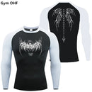 Y2k anime impressão camisa de compressão dos homens correndo camiseta de secagem rápida fitness esportiva ginásio esportes respirável topos rash guard mma