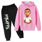 Conjunto de sudadera con capucha para niños, conjunto de sudadera y pantalones con estampado de Mbappe, ropa deportiva de 2 piezas para niños y niñas, primavera y otoño