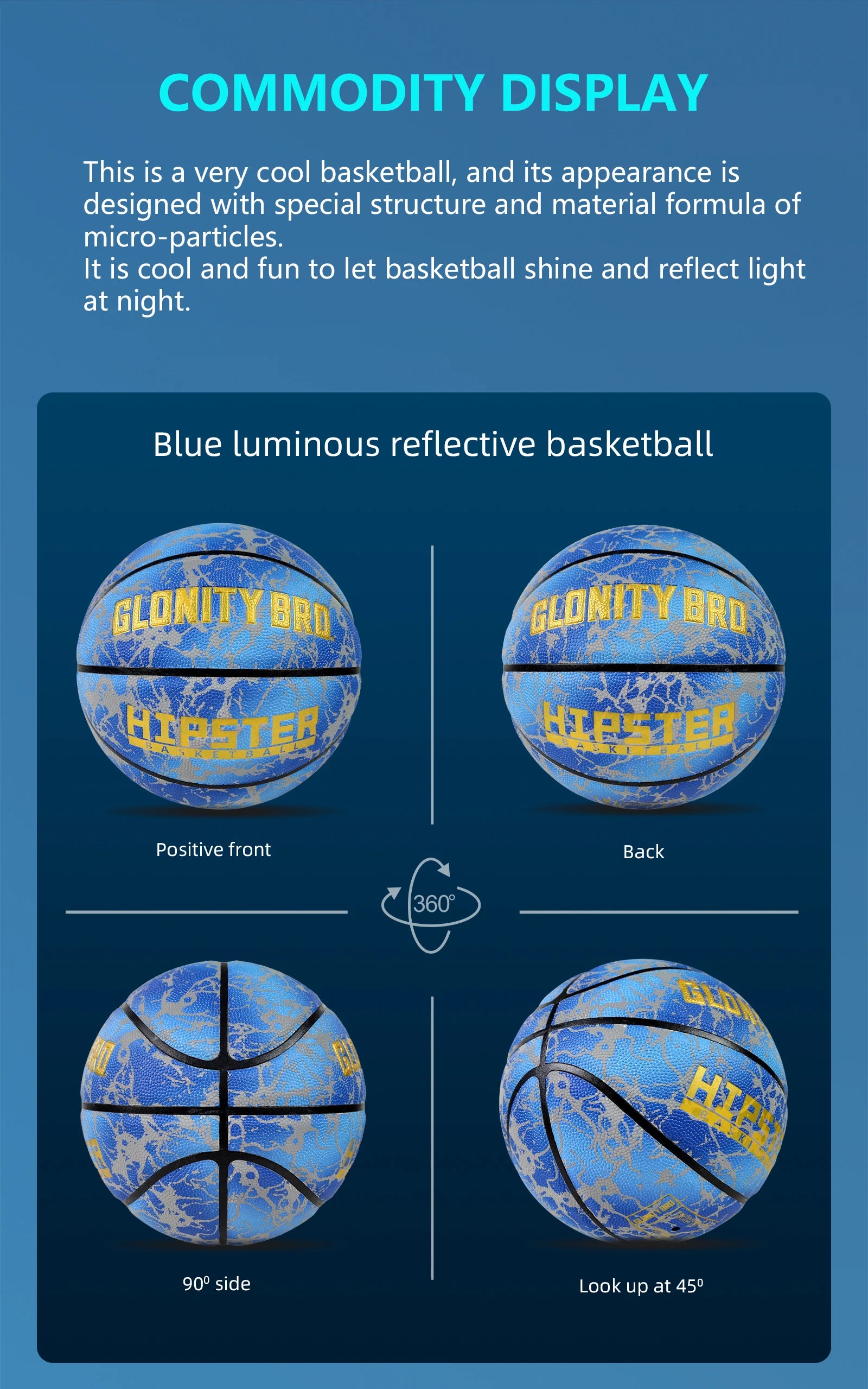 Glowing Basketball Leather Luminous Wear-Resistant Ball Size 5/6/7-27.5/28.5/29.5'' For Youth,In&Outdoor Basketball Night Game