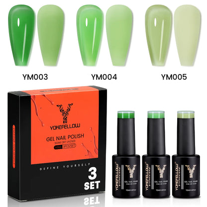 NEW YOKEFELLOW 10ml Crystal Jelly Nude Red Pink Gel Nail Polish Transparent Semi-permanent UV Gel Nail Art Soak Off Gel Varnish