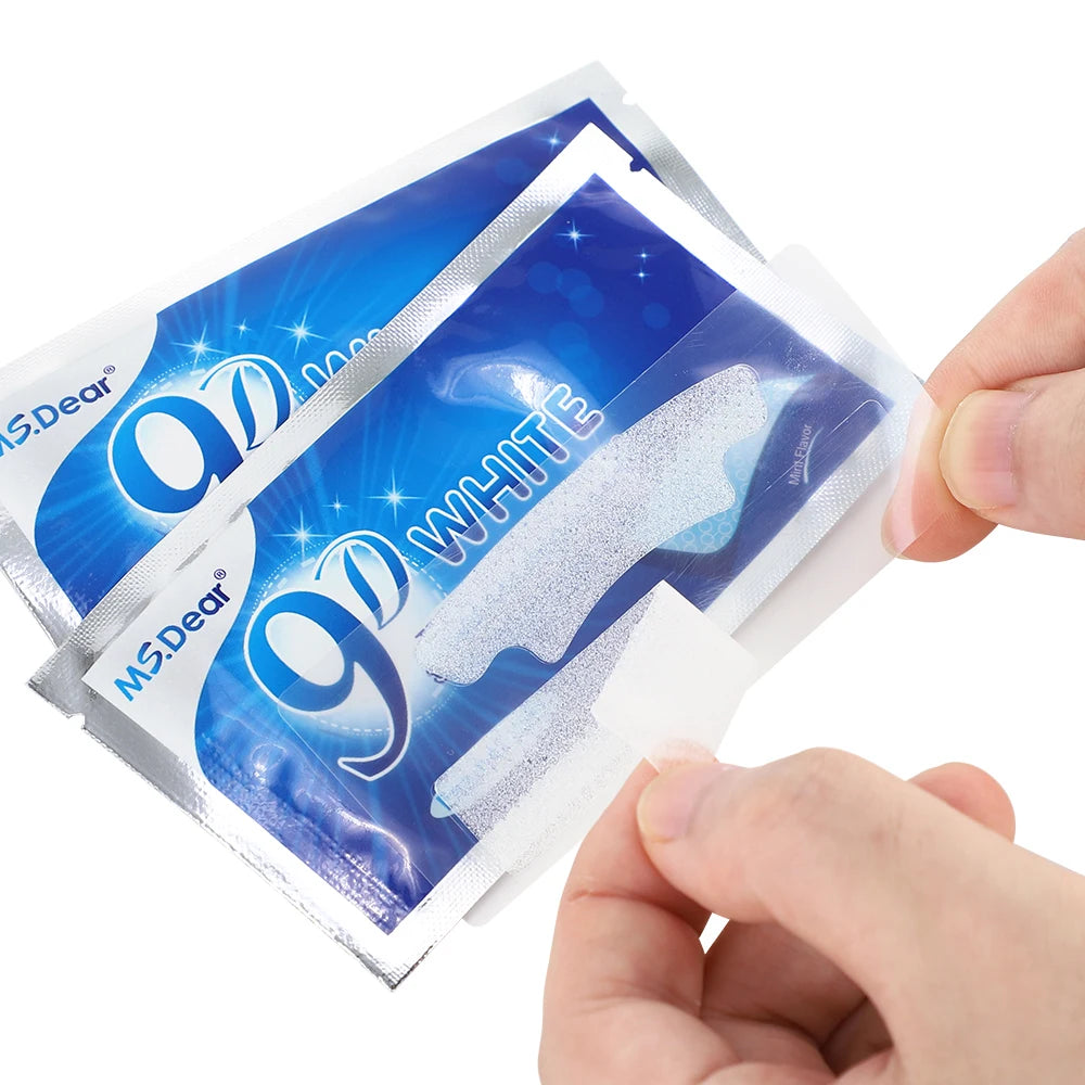 14pcs/box 9D Teeth Whitening Strips Toothpaste Gel Oral Hygiene Care Double Elastic Teeth Bleaching Strips False Teeth Veneers