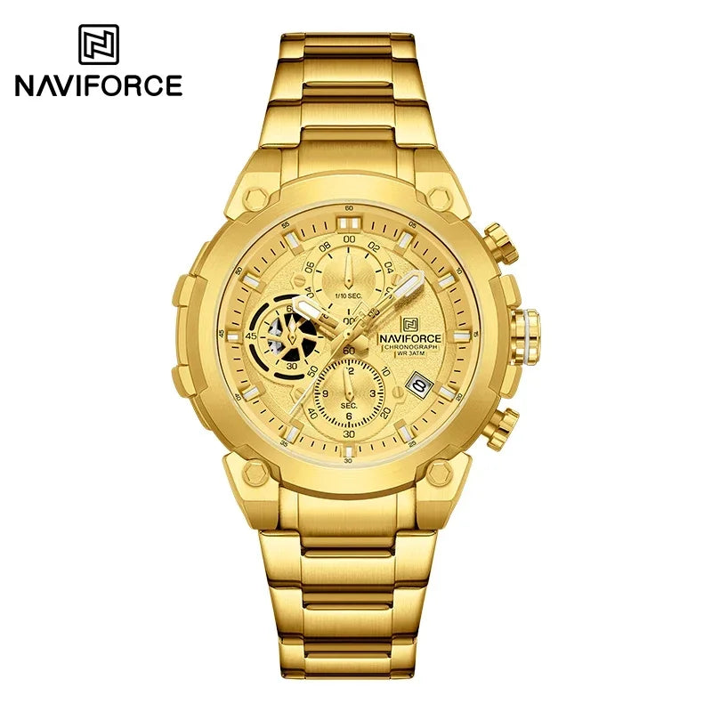 NAVIFORCE Original Watch for man 2025 New Stainless Steel Waterproof Chronograph Classic Quartz Wristwatch Brand Men Watch Gifts