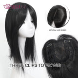 Aplique de cabelo Topper HUAYA volume e franja natural com 3 clipes cabelo liso sintético