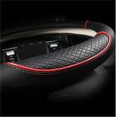All Seasons Leather Diamond Steering Wheel Cover Universal Fit for 14 .5-15 Inch Durable Leather Cover Anti-Slip Veins Design