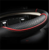 All Seasons Leather Diamond Steering Wheel Cover Universal Fit for 14 .5-15 Inch Durable Leather Cover Anti-Slip Veins Design