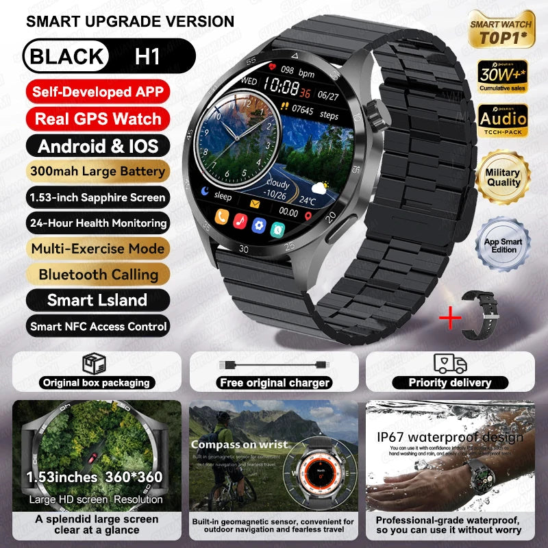 Original 2025 New For HUAWEI GPS Smart Watch Men Bluetooth Call NFC Access Heart Rate 300mAh IP68 Waterproof Smartwatch For IOS