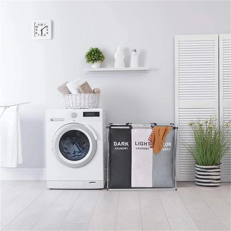 1-3Grids Laundry Basket Foldable Dirty Clothes Organizer Bathroom Waterproof Storage Basket Large Laundry Hamper Two Size New