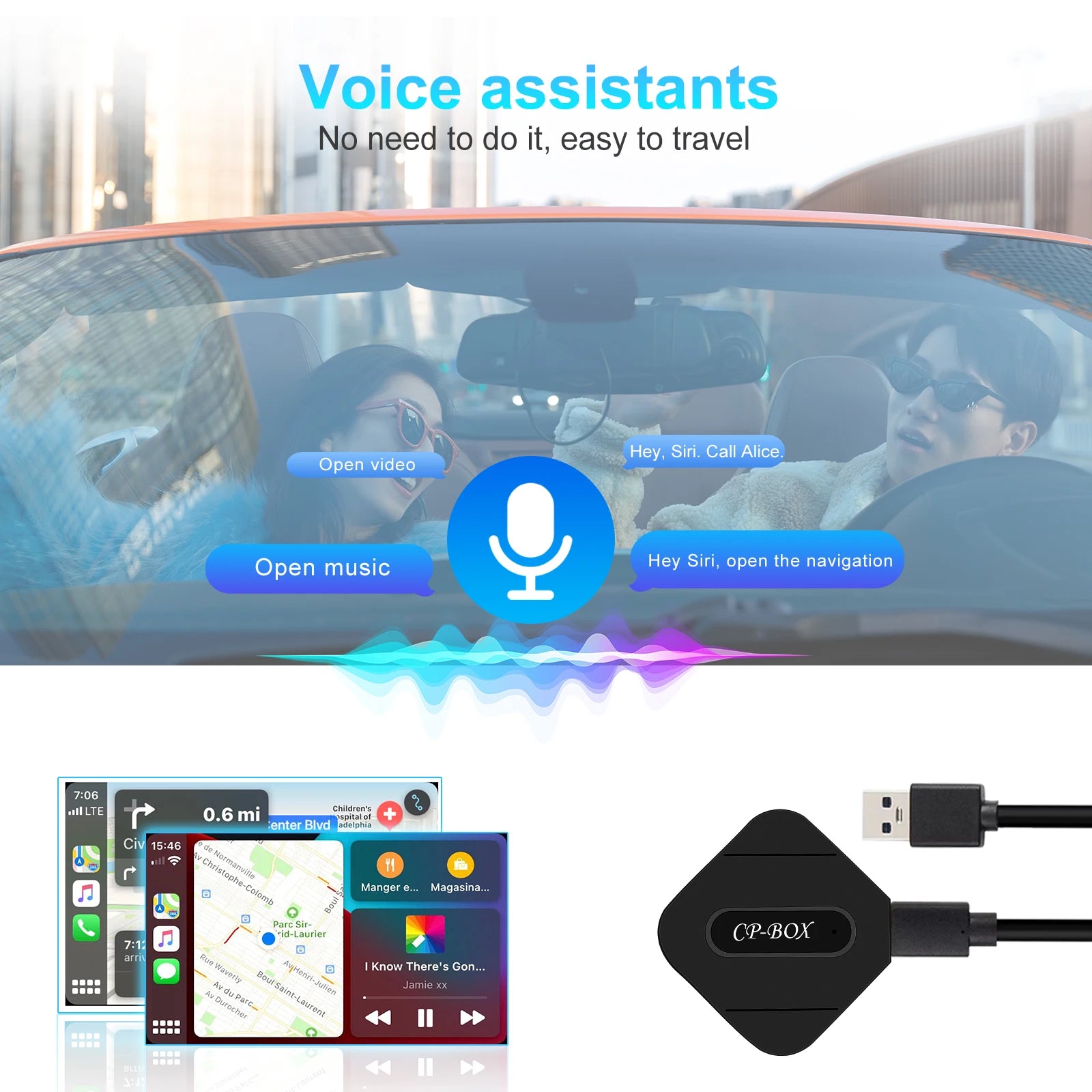 Podofo Wireless Carplay Box Android Auto Box USB AI Box AI Voice GPS Bluetooth Adapter WIFI Carplay Dongle For VW/Audi/Toyota