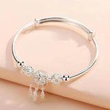 Vintage 925 Sterling Silver Bracelet for Women, Original Lucky Beads Ball, Adjustable Bracelets, Designer Jewelry, Luxury Gifts 