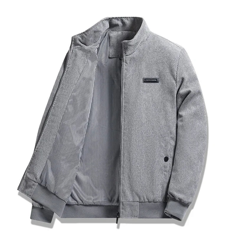 2024 Men's Casual Warm Jacket Spring Autumn Solid Color Stand Bomber Coat Men Corduroy Outwear Fashion Zipper Slim Jacket Men