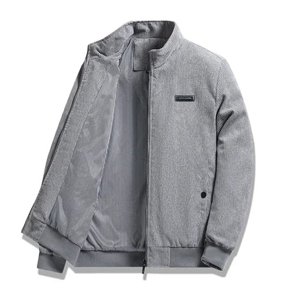 2024 Men's Casual Warm Jacket Spring Autumn Solid Color Stand Bomber Coat Men Corduroy Outwear Fashion Zipper Slim Jacket Men
