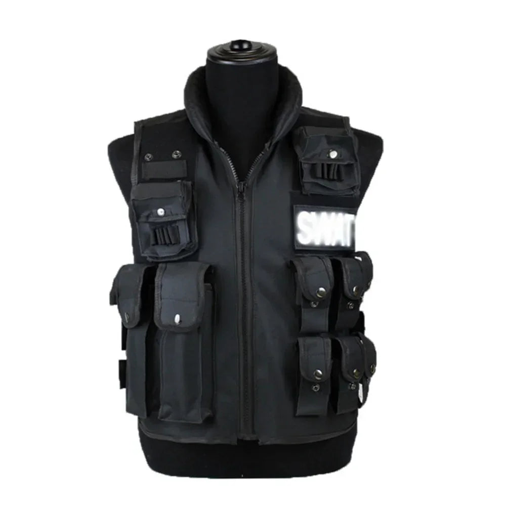 Chaleco táctico multibolsillos SWAT para caza al aire libre, entrenamiento, juego de CS, paintball, modular, guardia de seguridad