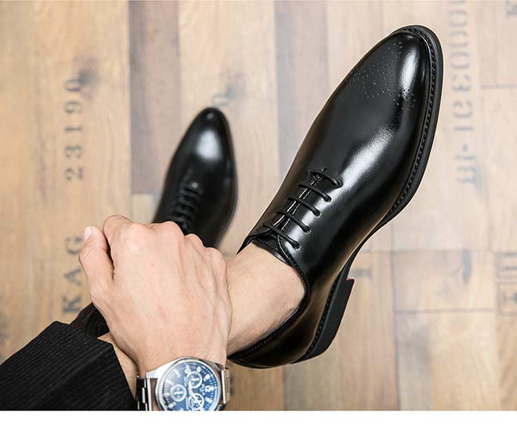 New Red Sole Brogue Shoes Men Black Business Men's Formal Shoes Lace-up Round Toe Spring/Autumn