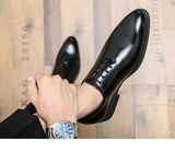 New Red Sole Brogue Shoes Men Black Business Men's Formal Shoes Lace-up Round Toe Spring/Autumn