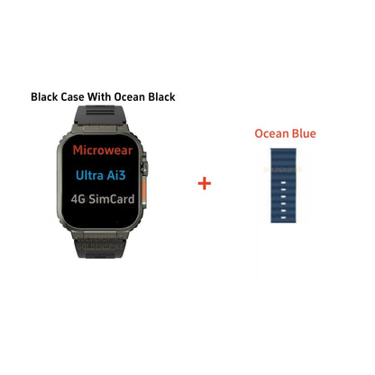 Reloj inteligente Microwear S10 Ultra con tarjeta SIM 4G, Android, pantalla Amoled de 2,2 pulgadas y 448 x 528, monitor de salud, cámara giratoria de 180° y 256 GB.