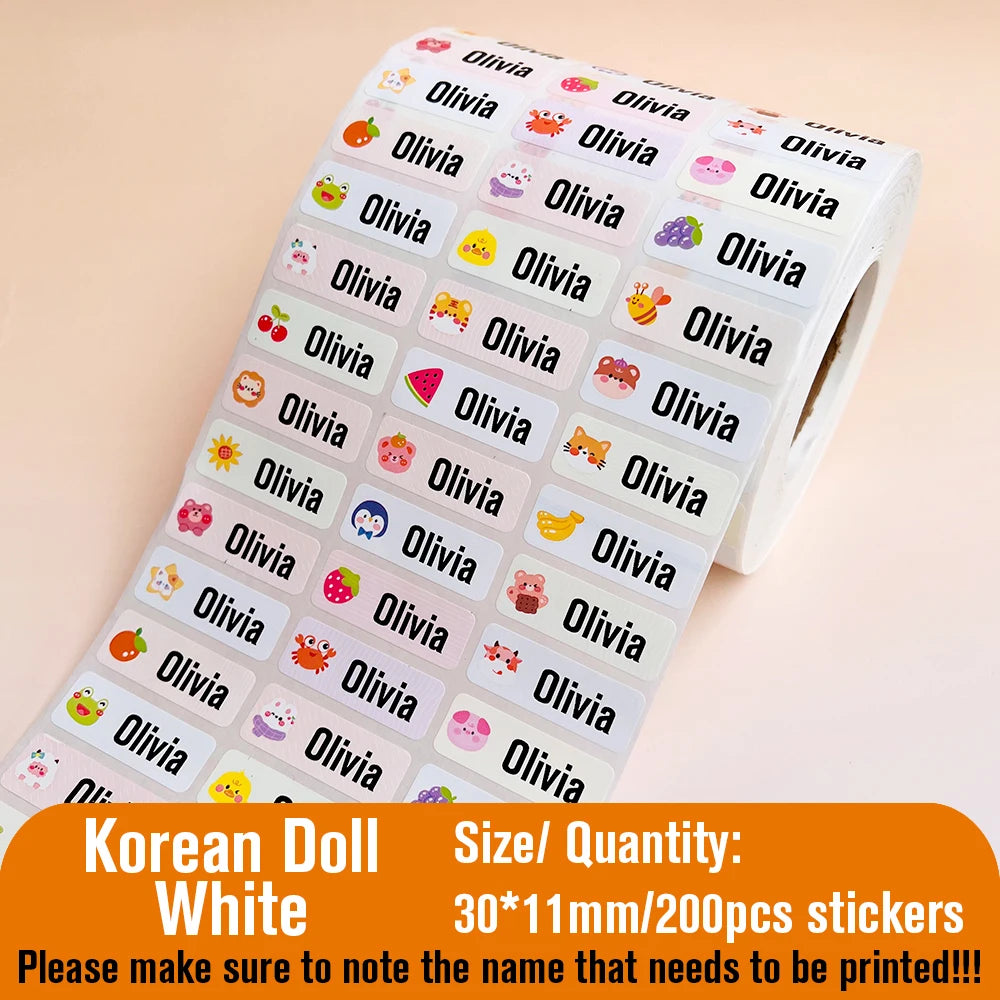 Custom Name Tag Sticker Waterproof Kawaii Stickers Decals Personalized First Name Label for Children School Stationery Bottle