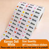 Custom Name Tag Sticker Waterproof Kawaii Stickers Decals Personalized First Name Label for Children School Stationery Bottle