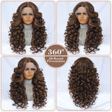 Black Brown Curly Wig Synthetic Lace Front Wigs For Women Blonde Orange Female Lace Wig 13X4.5X1 Cosplay Hair Daily Use
