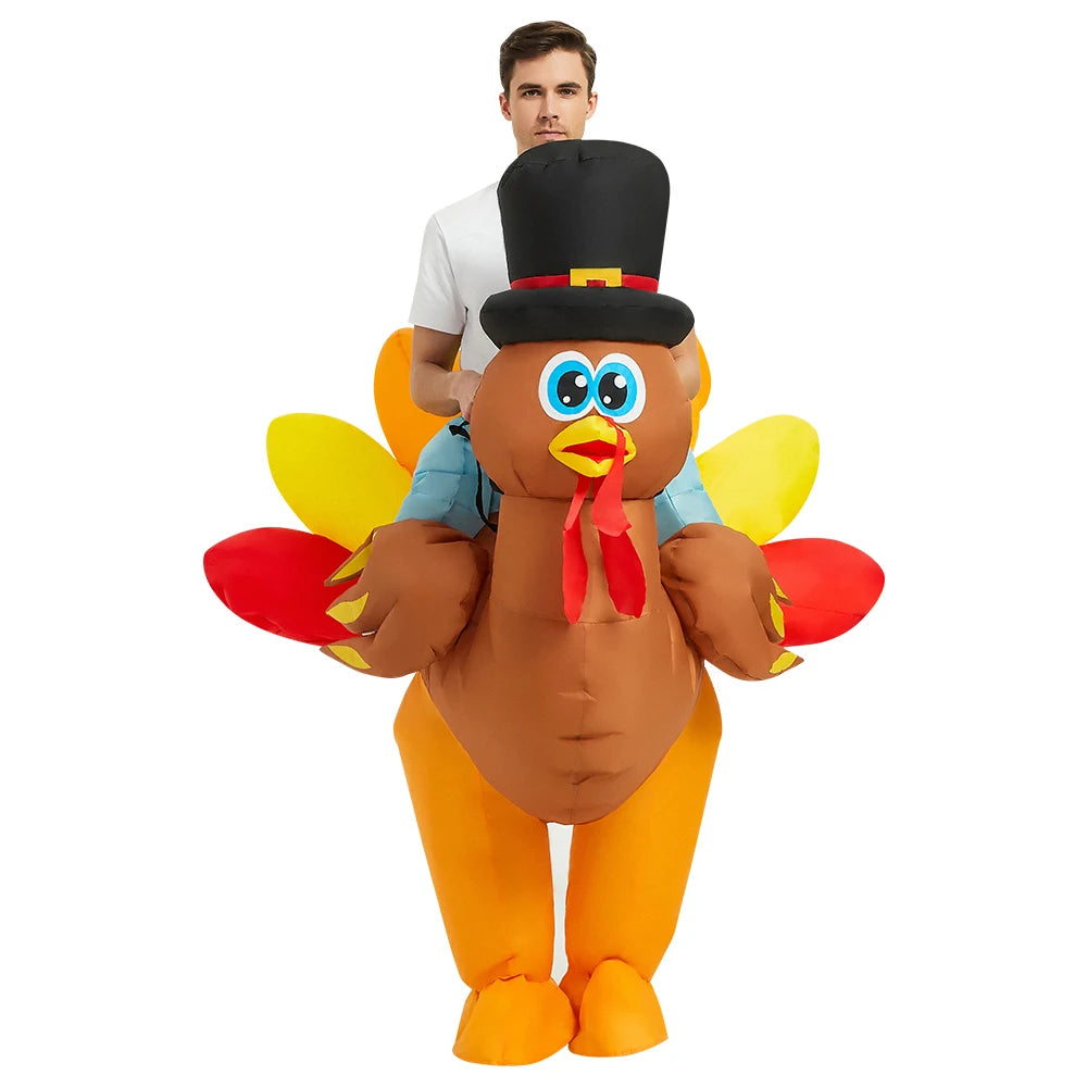 Adult Rooster Inflatable Costume Funny Unicorn Elk Animals Inflatable Suit Halloween Carnival Half Body Blow Up Suit for Cosplay