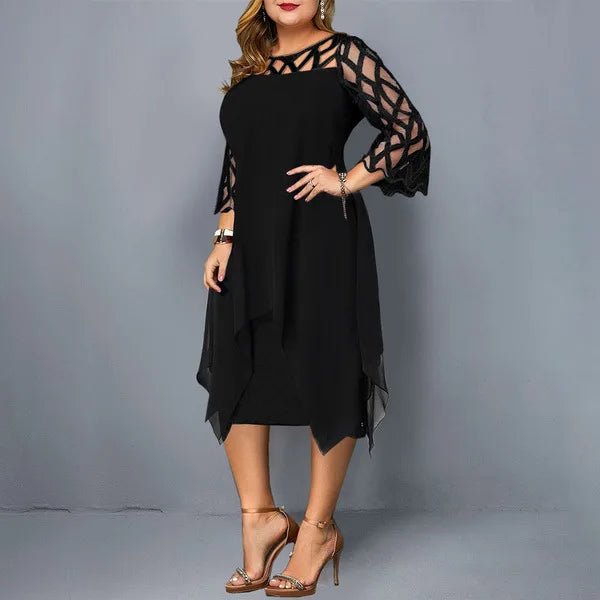 Fashion Chiffon Hollow Out Loose Casual Dress Women 2025 Summer Plus Size Women Clothing Ladies Dresses 4XL 5XL 6XL Robe Femme