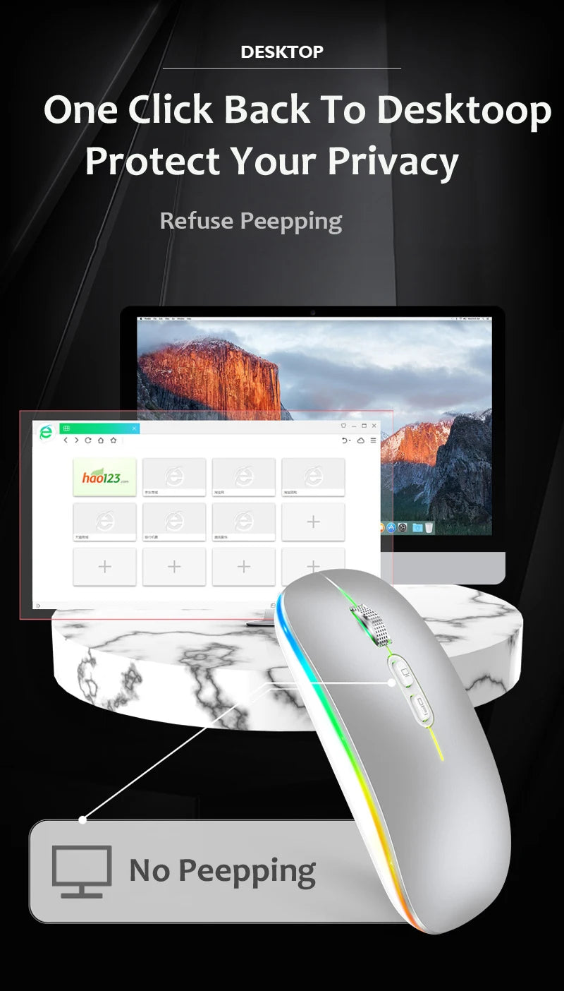 Bluetooth Mouse for Asus ZenBook 14 UX433 Vivobook Flip 14 12" M420 R211 Laptop PC Wireless Mouse Rechargeable Mute Gaming Mouse