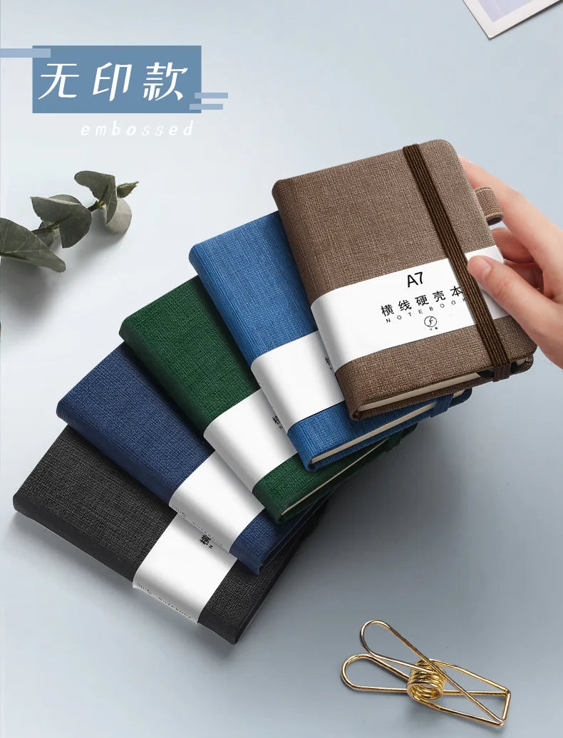 Mini A7 Pocket Notebook Handmade Leather 100Sheets Notepad Portable Travel Diary Planner Schedule Kawaii School Office Supplies
