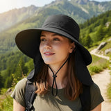 Protection Sun Hat Polyester Fiber Wide Brim with Neck Cover Cooling Quick Dry for Beach Hiking Fishing Gardening Outdoor Activities